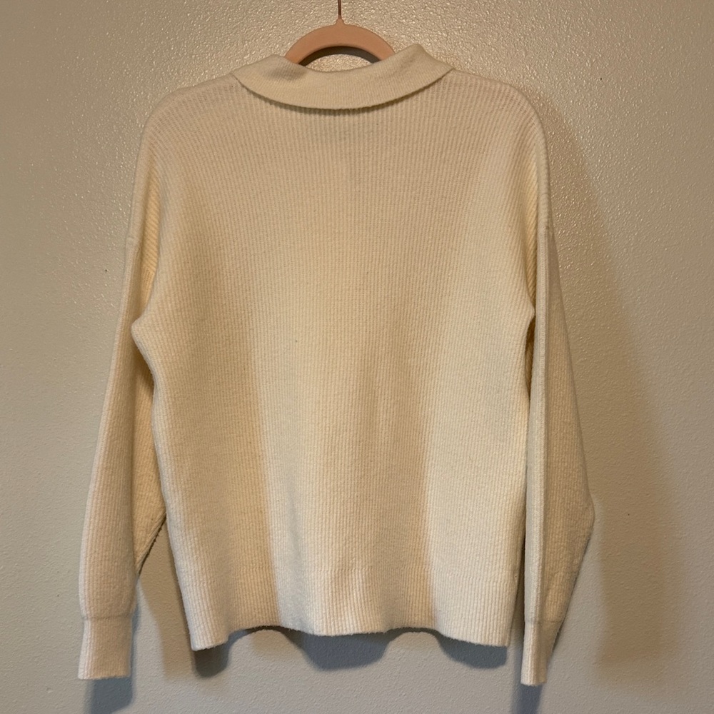 Loft Cream Collared Knit Pullover With Decorative… - image 8
